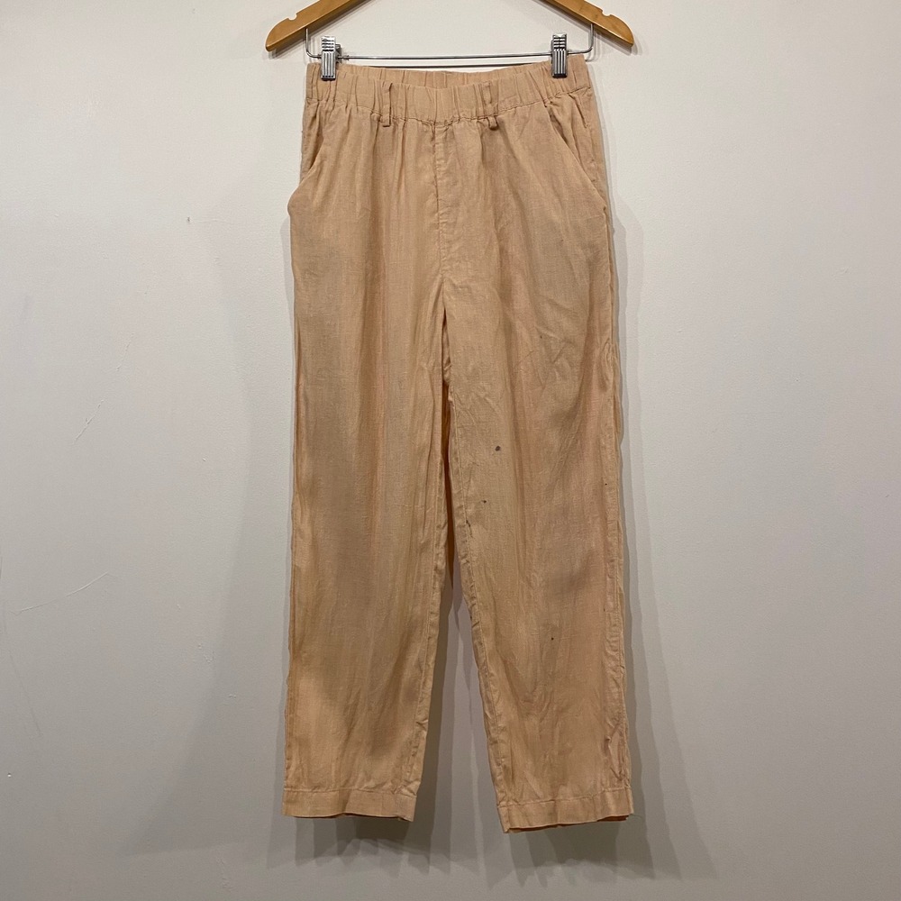 Quince 100% European Linen Pants Peach Apricot Elastic Waist XS